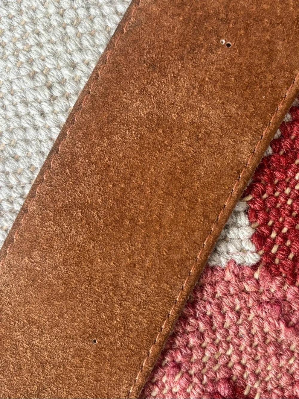 Vintage Brown Suede Belt with Round Buckle